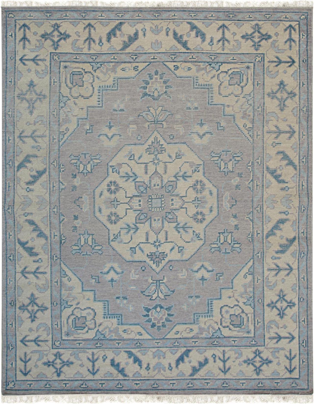 Alt view image 2 of 6 - Hand Knotted Wool Gray Traditional Oriental Heriz Rug, Made in India