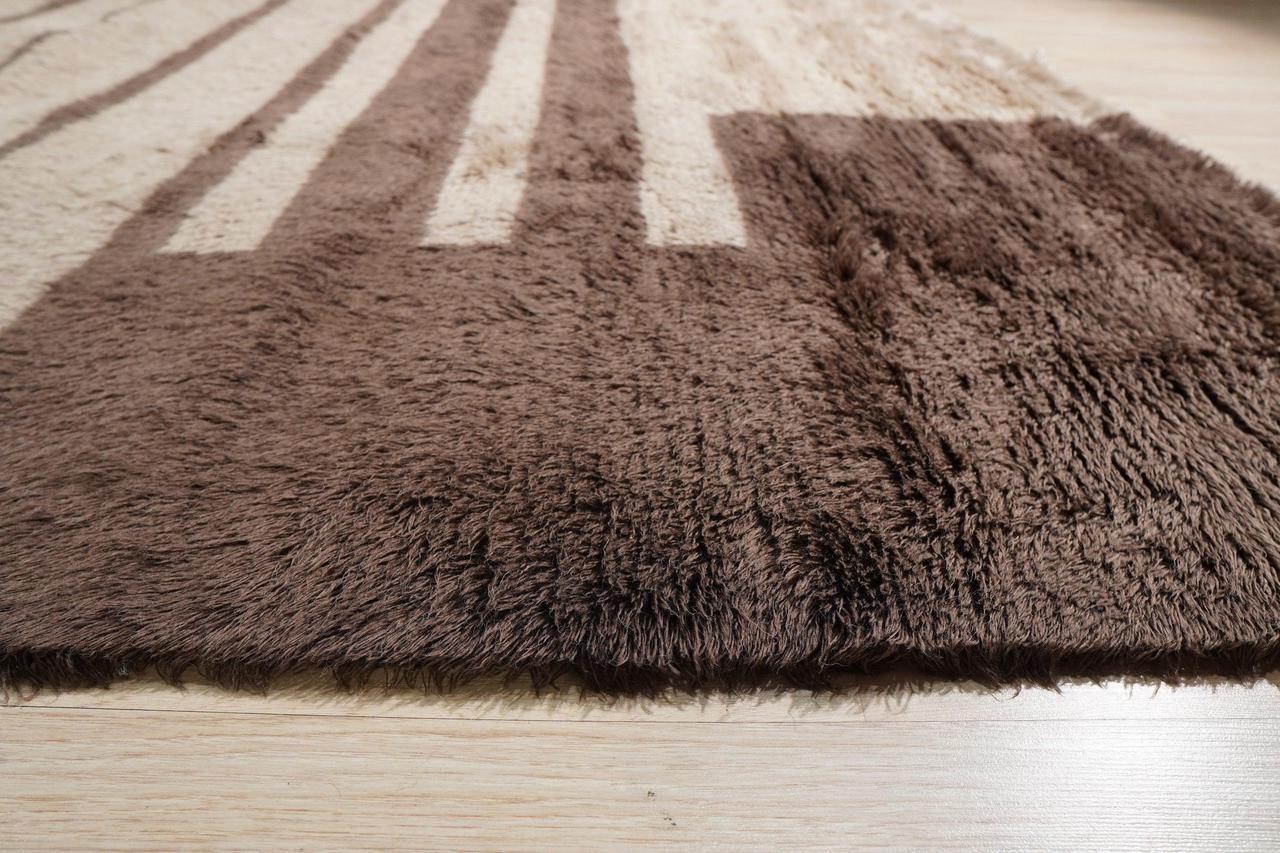 Alt view image 4 of 7 - Brown Contemporary Abstract Art Deco Area Rug, Made in India