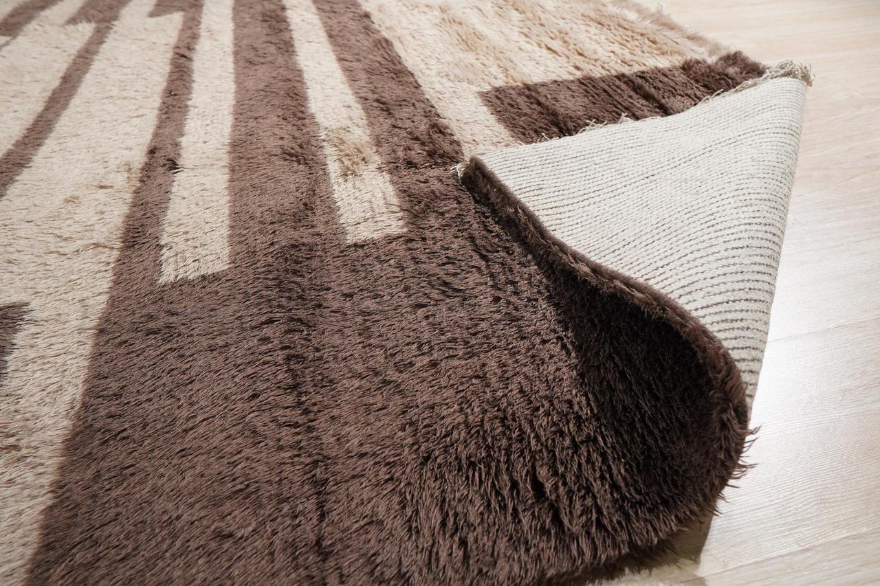 Alt view image 5 of 7 - Brown Contemporary Abstract Art Deco Area Rug, Made in India
