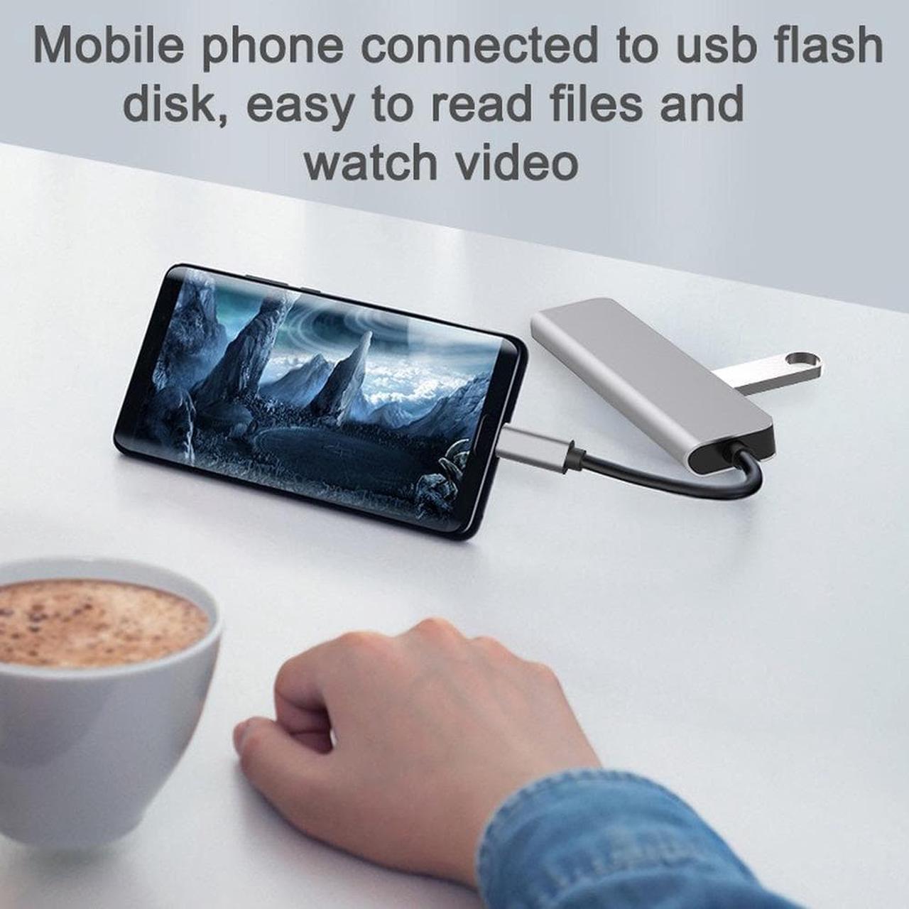 Alt view image 4 of 6 - USB 3.0 Hub For Laptop Adapter PC PD Charge 8 Ports Dock Station RJ46 HDMI-Compatible TF/SD Card Macbook Type-C SplitterColor: Grey (5 IN 1 mode D)