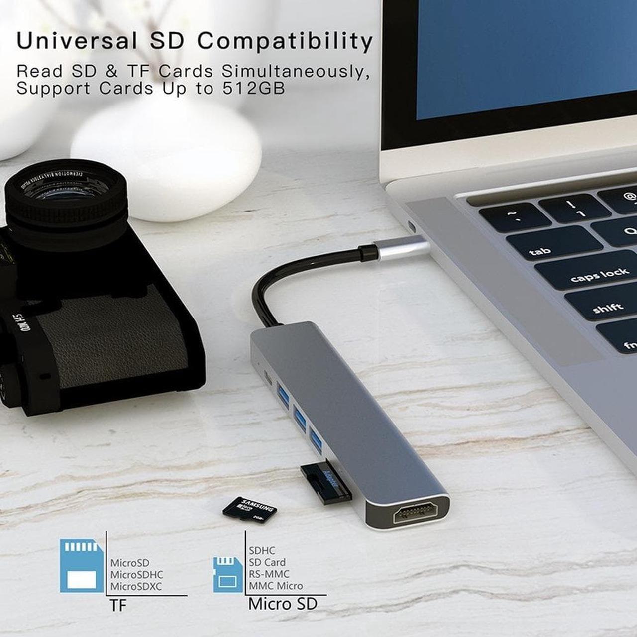 Alt view image 3 of 6 - USB 3.0 Hub For Laptop Adapter PC PD Charge 8 Ports Dock Station RJ47 HDMI-Compatible TF/SD Card Macbook Type-C SplitterColor: Green (5 IN 1 mode B)
