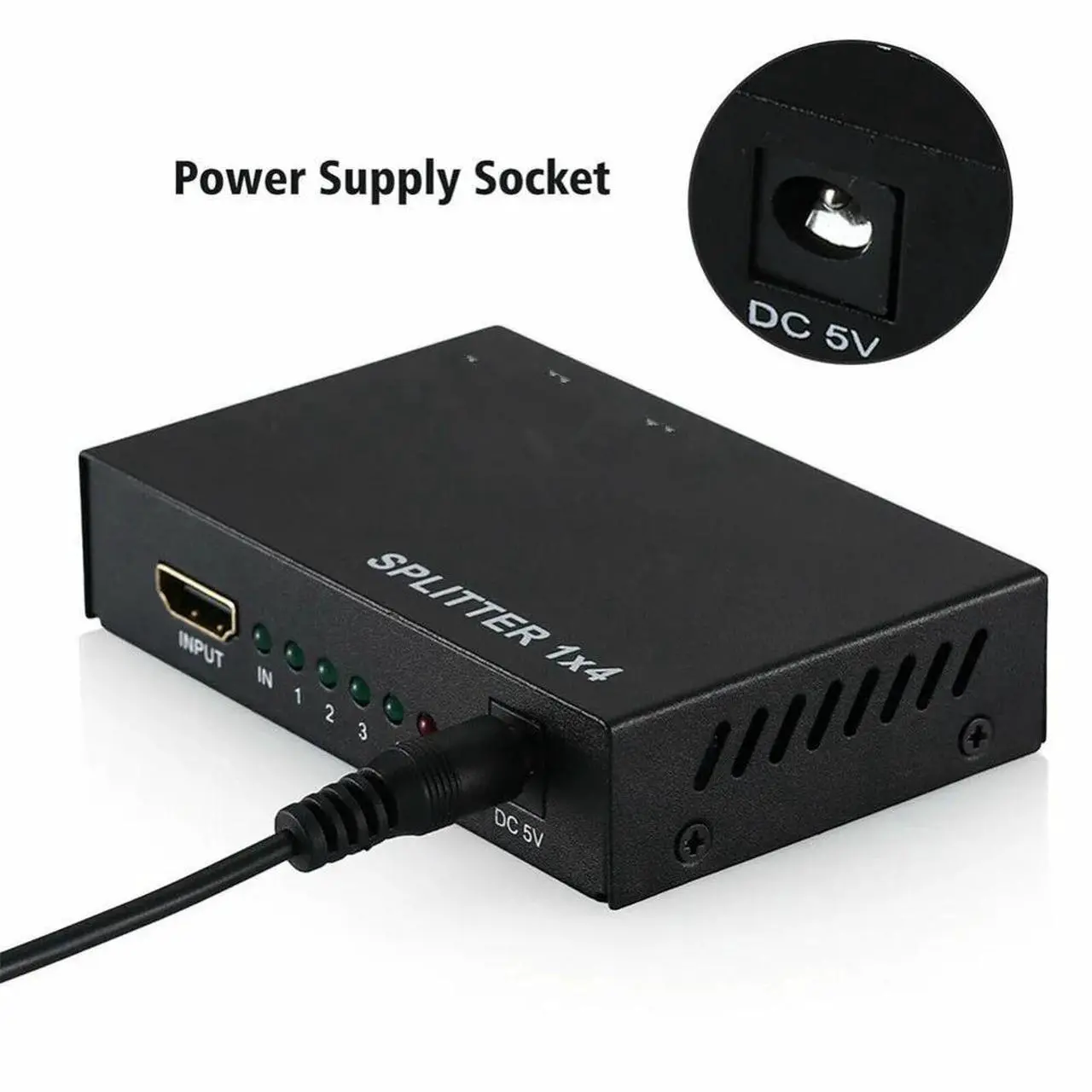 Alt view image 4 of 6 - 3D 1080P HDMI-compatible Splitter HDCP 1 in 4 out Power Signal Amplifier 1x5 Audio Spliter Switch HD Converter AdapterLength: 0.5m and below (US Plug)
Color: Black (1x2 Splitter)