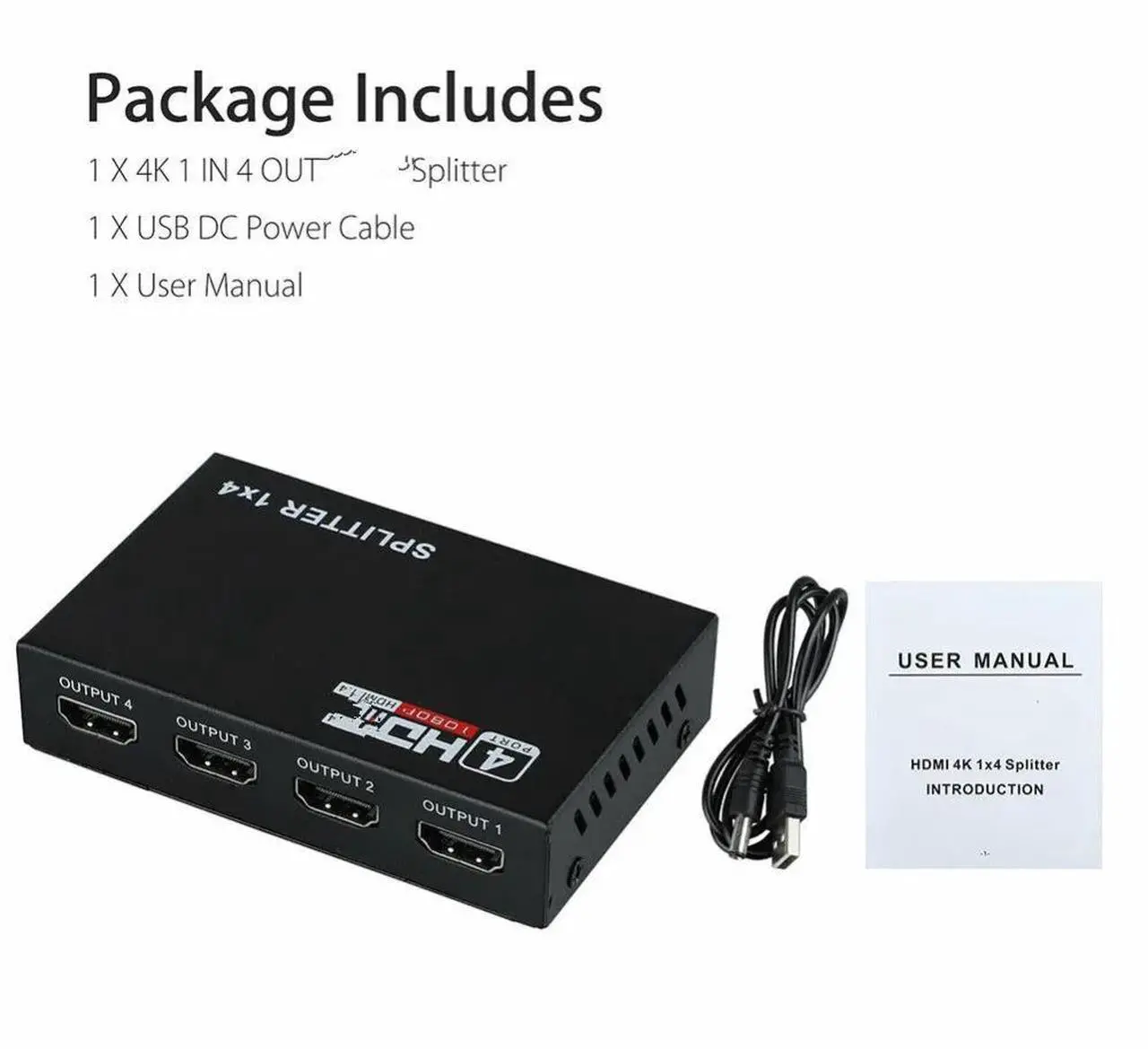 Alt view image 6 of 6 - 3D 1080P HDMI-compatible Splitter HDCP 1 in 4 out Power Signal Amplifier 1x5 Audio Spliter Switch HD Converter AdapterLength: 0.5m and below (US Plug)
Color: Black (1x2 Splitter)