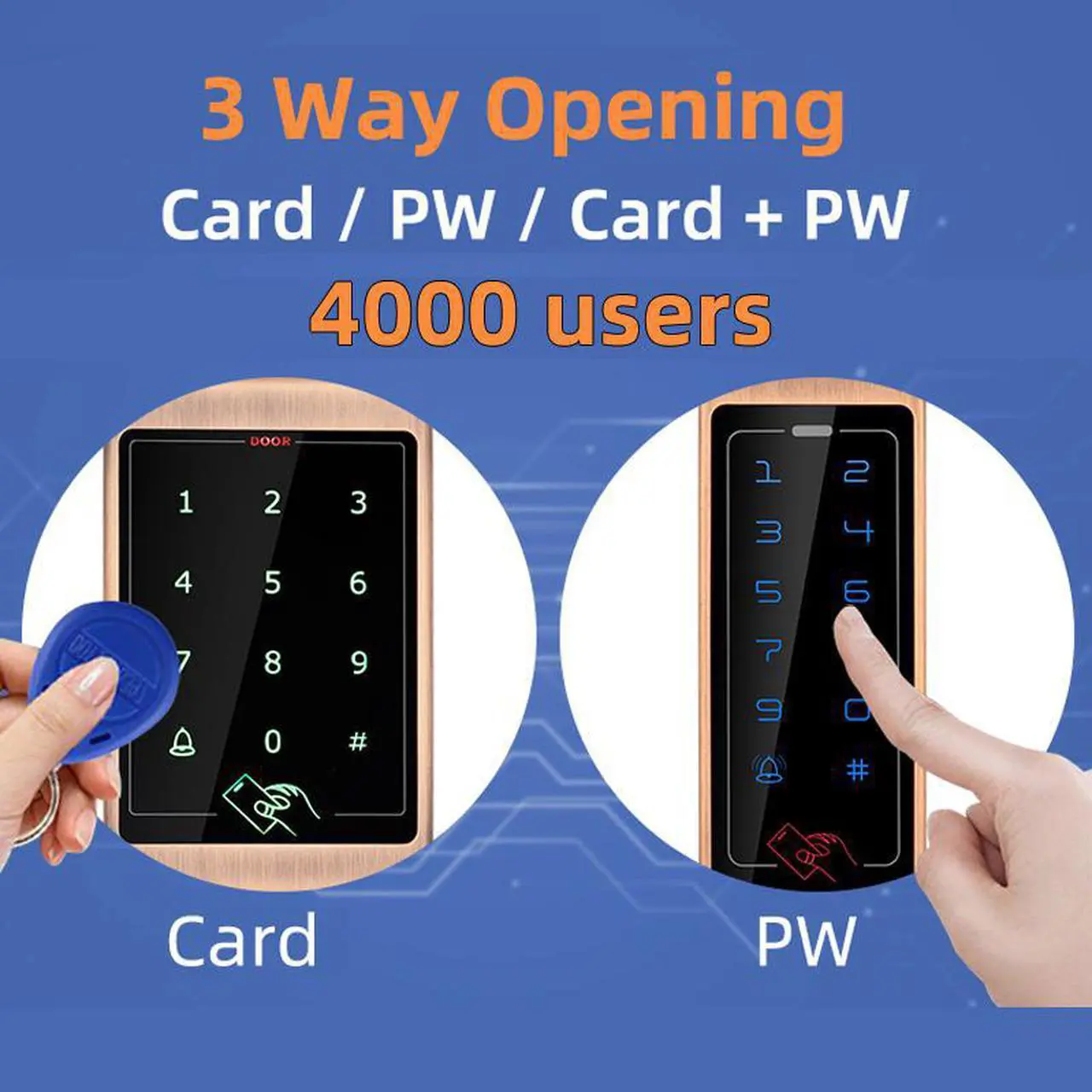 Alt view image 2 of 6 - Metal Touch Access Control System RFID Keypad Electric Door Lock Magnetic Controller ID 125khz IC 13.56mhz(Silver ID narrow)