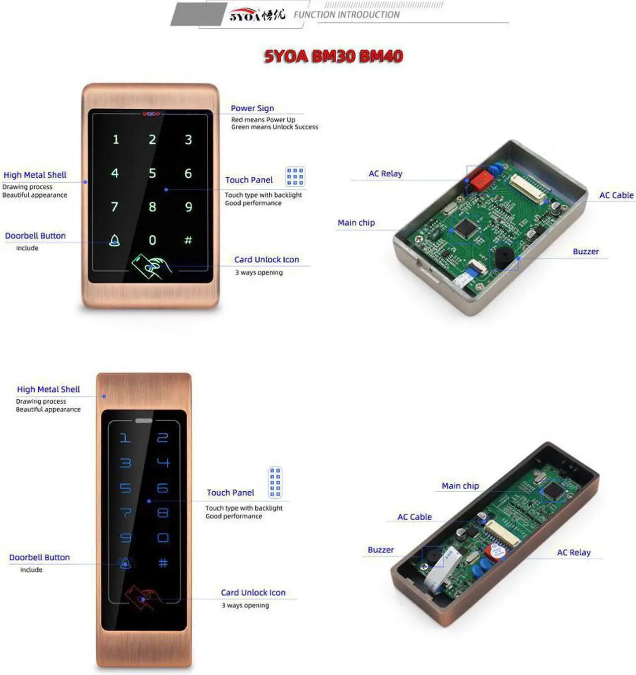 Alt view image 4 of 6 - Metal Touch Access Control System RFID Keypad Electric Door Lock Magnetic Controller ID 125khz IC 13.56mhz(Silver ID narrow)
