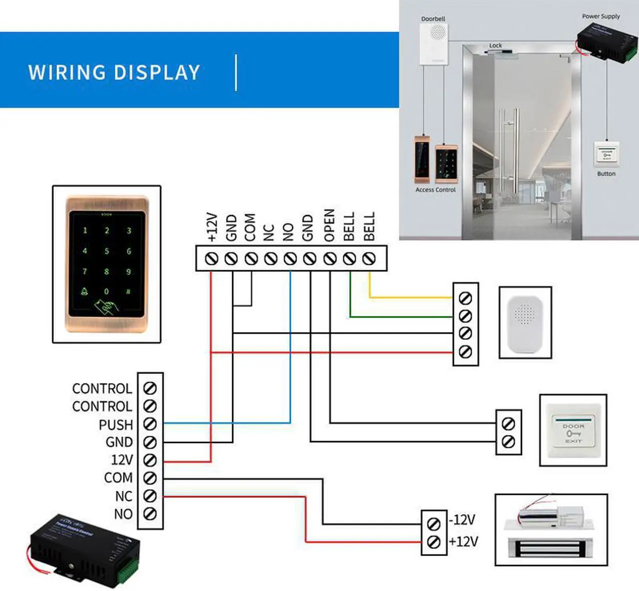 Alt view image 6 of 6 - Metal Touch Access Control System RFID Keypad Electric Door Lock Magnetic Controller ID 125khz IC 13.56mhz(Silver ID narrow)