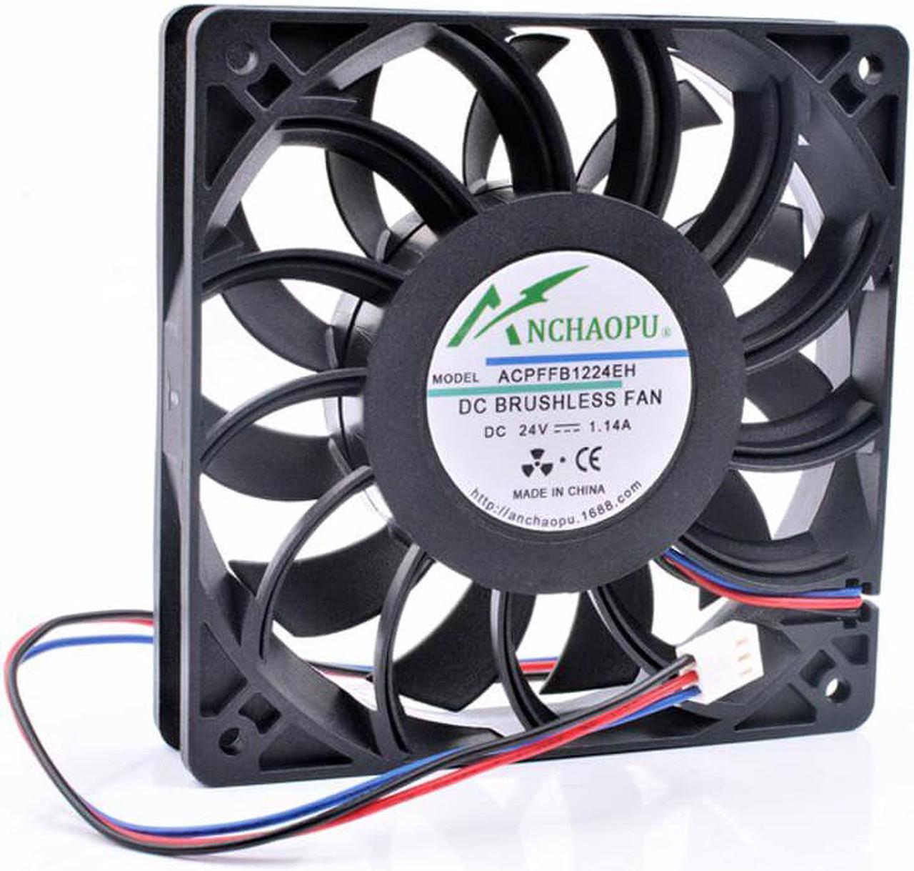 ANCHAOPU FFB1224EH 12cm 12025 120mm fan DC24V 1.14A 3 lines 3pin high speed inverter cooling fan