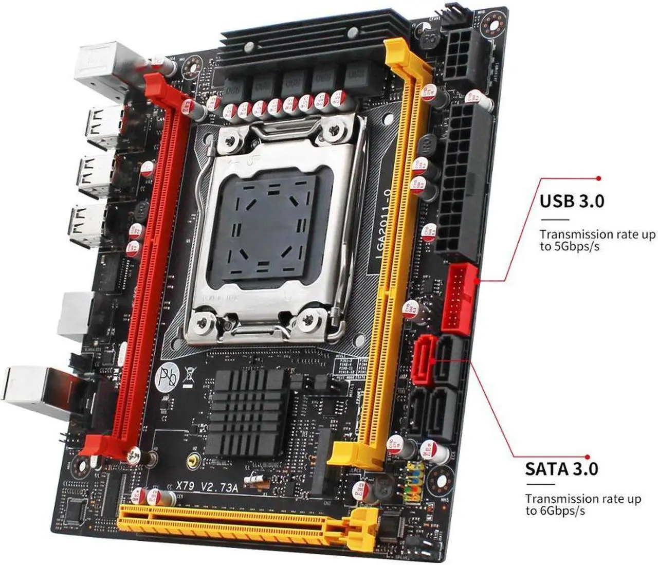 Alt view image 2 of 4 - X79 Motherboard Set with E5 2620V2 CPU 2*8GB 1600MHZ REG ECC Ram Combo Support USB2.0 NVME M.2 Kit