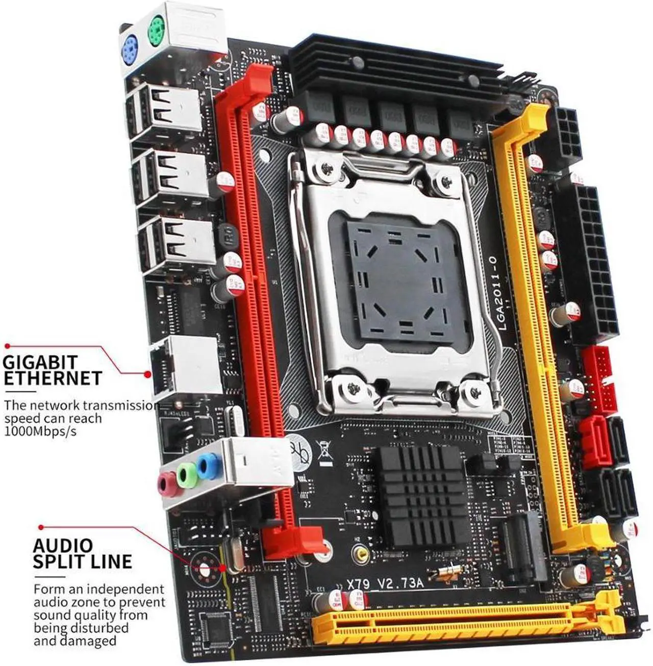 Alt view image 3 of 4 - X79 Motherboard Set with E5 2620V2 CPU 2*8GB 1600MHZ REG ECC Ram Combo Support USB2.0 NVME M.2 Kit