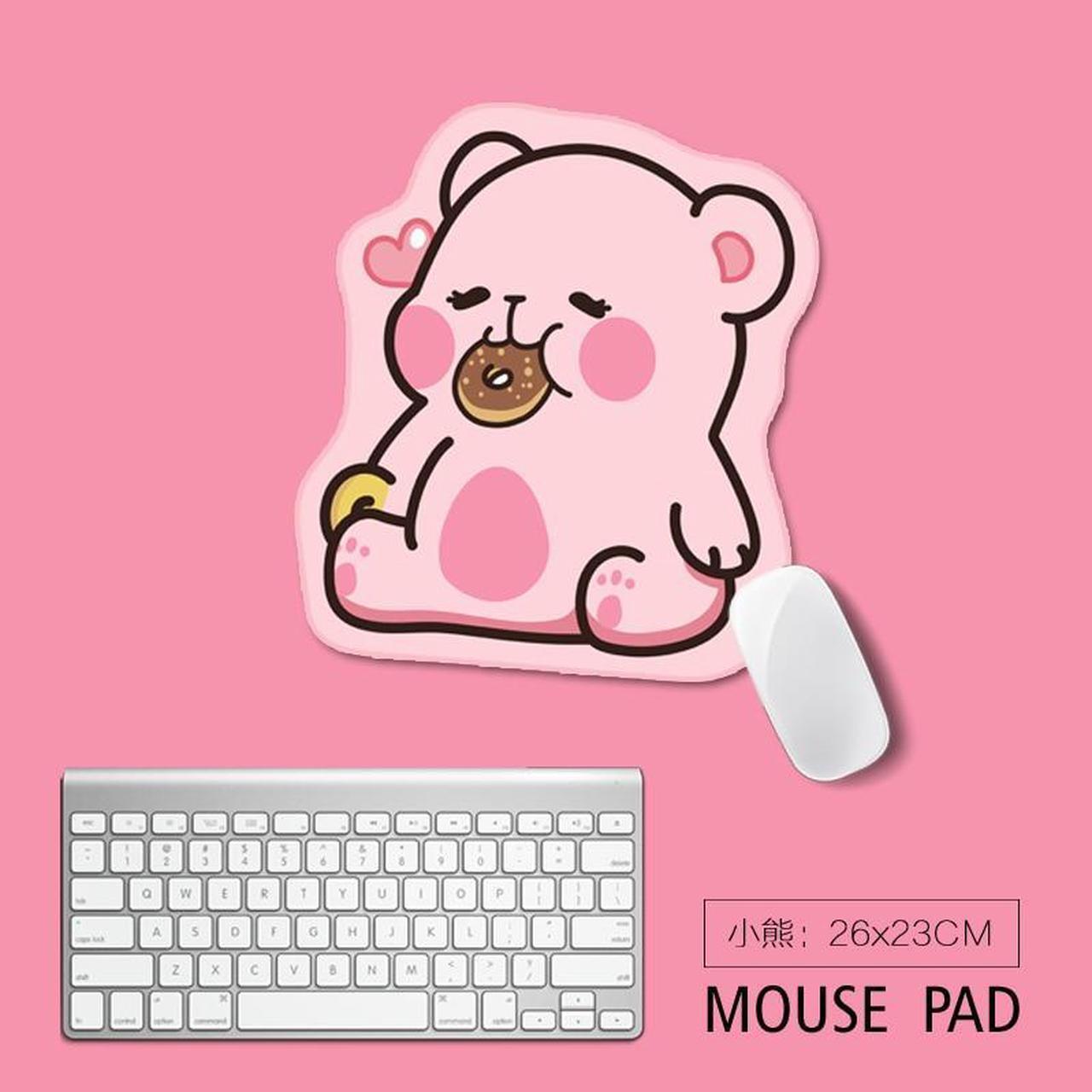 Main image of Lovely Animal Mouse Pad Kawaii Bear Large Mouse Pad Big Computer Gaming Mouse Pad Non-slip Natural Rubber Gaming Mouse Pad(Small Bear Pink)
