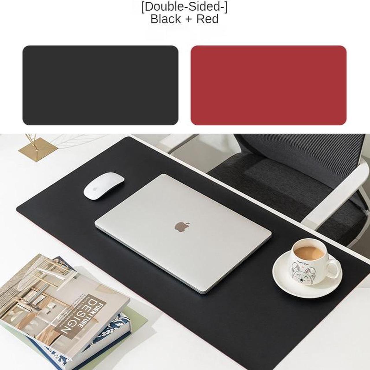 Double-side Portable Large Mouse Pad Gamer Waterproof PU Leather Suede Desk Mat Computer Mousepad Keyboard Table Cover 60x30 cm(Black Red)