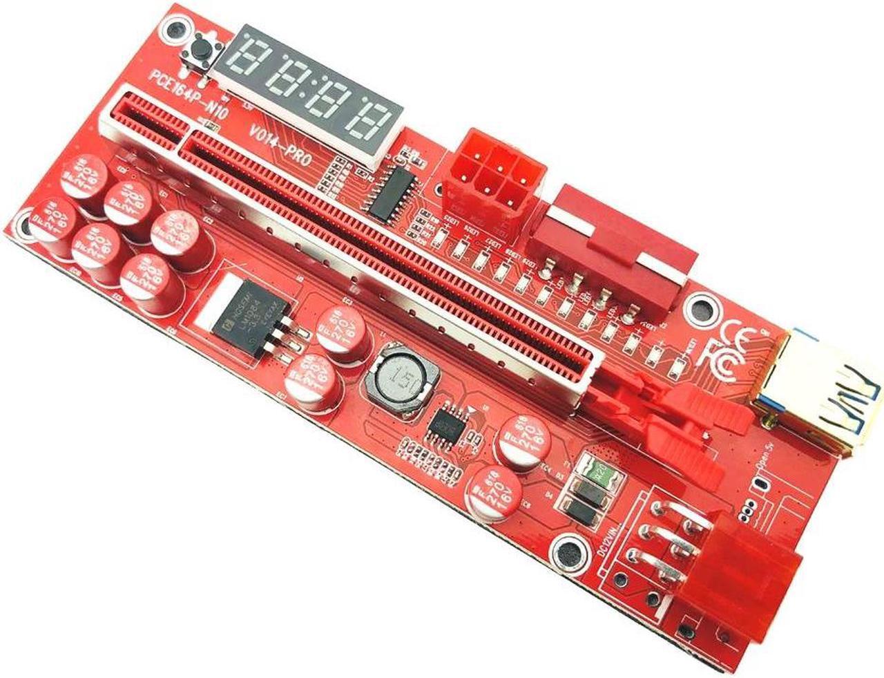 Alt view image 5 of 6 - PCIE Riser V014 Pro GPU Riser for Video Card Riser 014 PCI Express X1 to X16 Extender 6P Power USB3.0 Cable for BTC Miner Mining