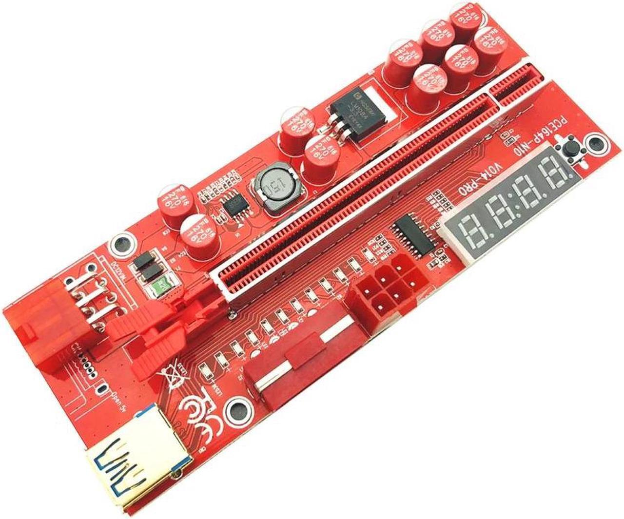 Alt view image 3 of 6 - PCIE Riser V014 Pro GPU Riser for Video Card Riser 014 PCI Express X1 to X16 Extender 6P Power USB3.0 Cable for BTC Miner Mining