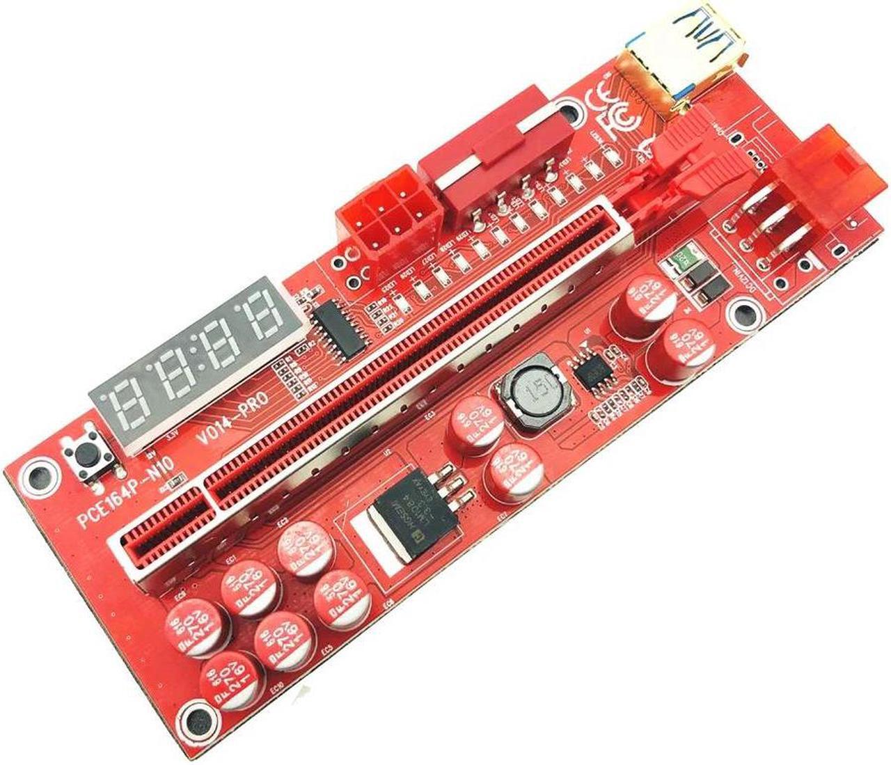 Alt view image 4 of 6 - PCIE Riser V014 Pro GPU Riser for Video Card Riser 014 PCI Express X1 to X16 Extender 6P Power USB3.0 Cable for BTC Miner Mining