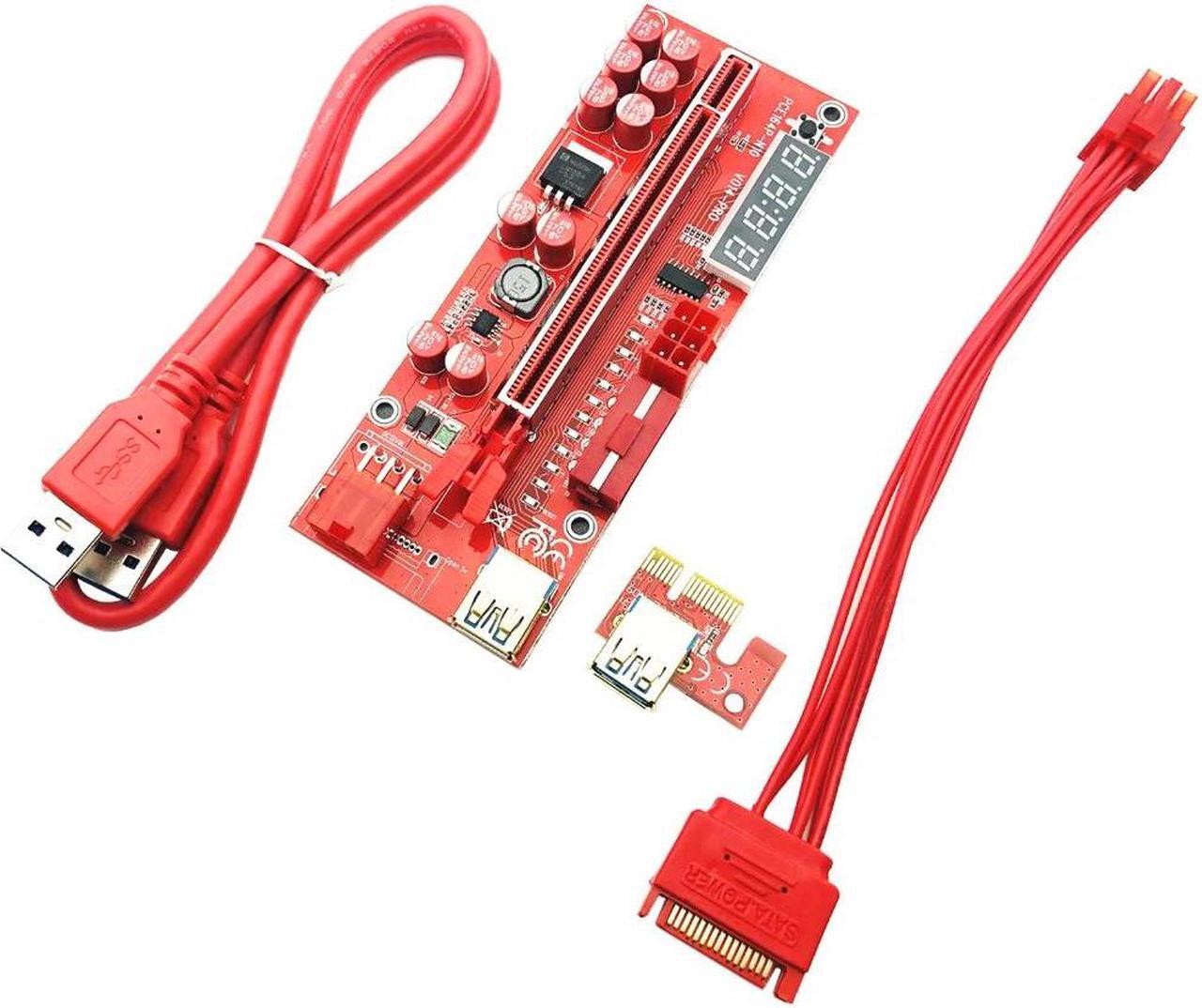 Alt view image 6 of 6 - PCIE Riser V014 Pro GPU Riser for Video Card Riser 014 PCI Express X1 to X16 Extender 6P Power USB3.0 Cable for BTC Miner Mining