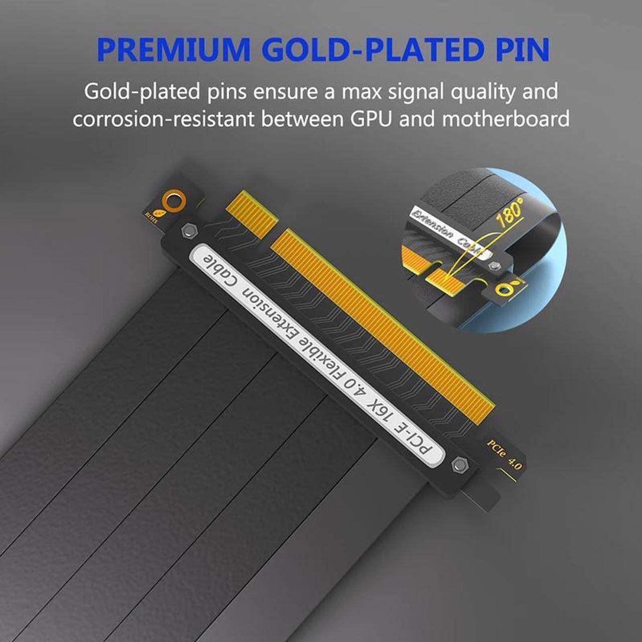 Alt view image 4 of 6 - PCIe 4.0 x16 Riser Cable Graphics Card Extension Cord High Speed 64G Flexible PCI Express Gen 4 GPU ITX PC Connector for Desktop