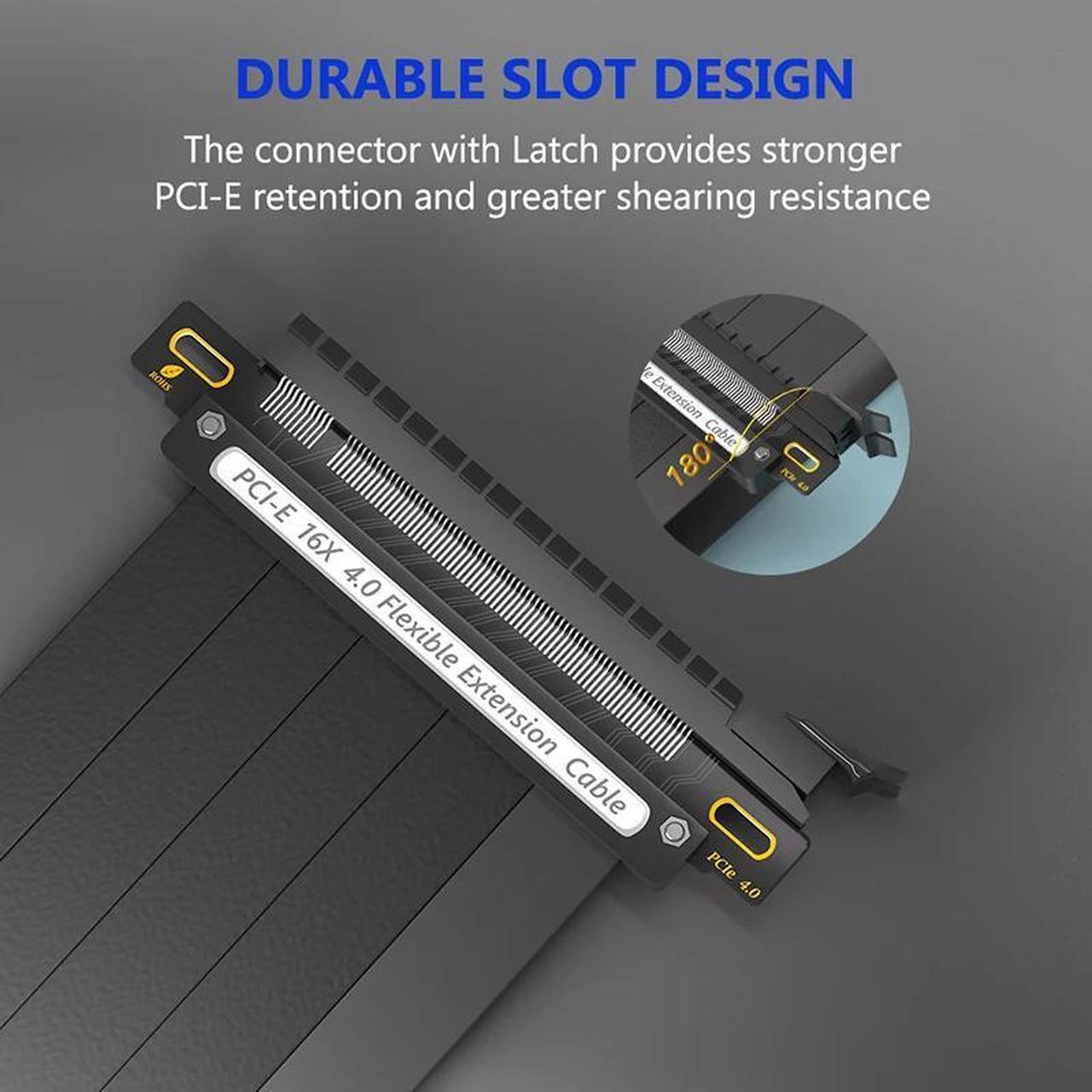 Alt view image 3 of 6 - PCIe 4.0 x16 Riser Cable Graphics Card Extension Cord High Speed 64G Flexible PCI Express Gen 4 GPU ITX PC Connector for Desktop