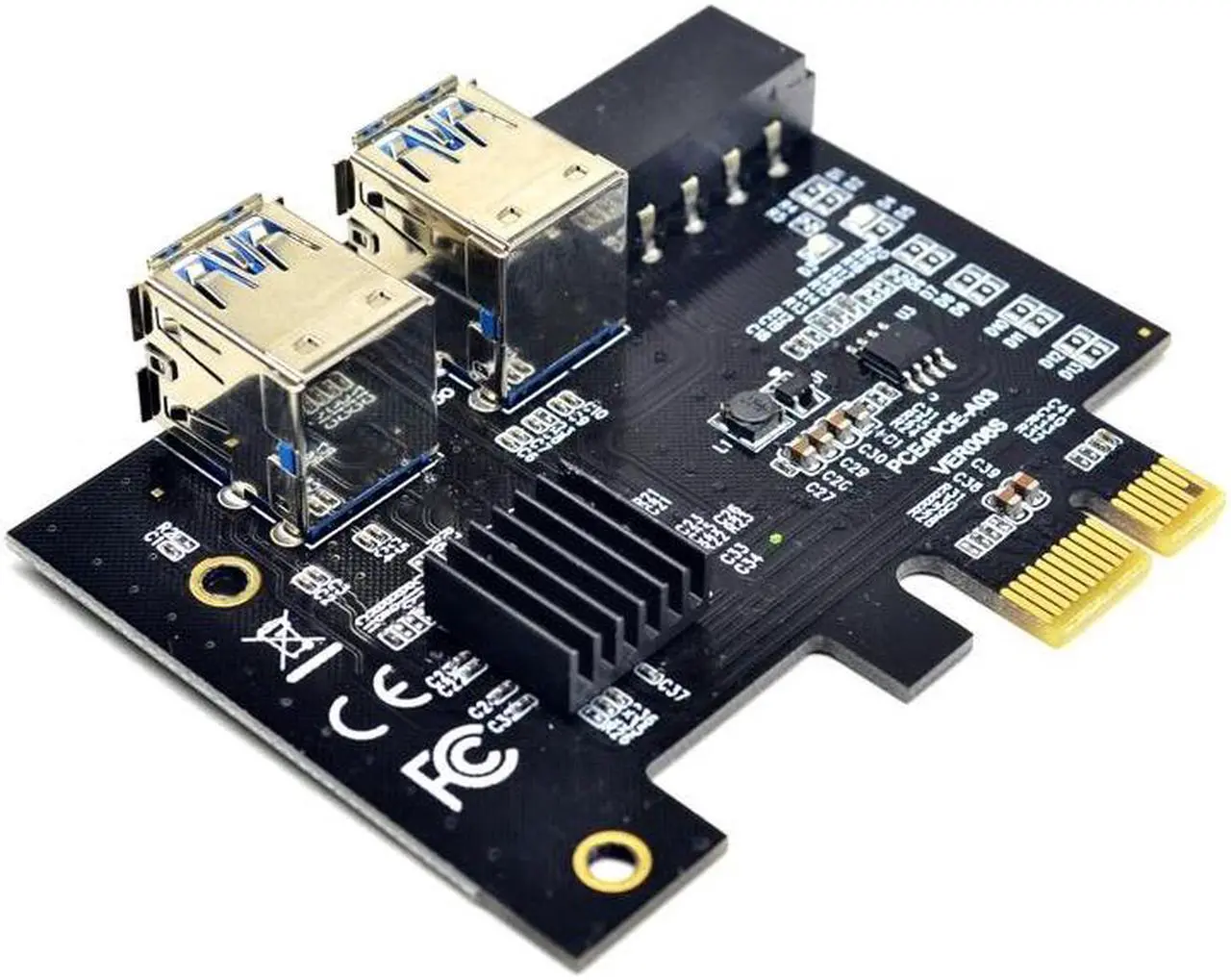 Alt view image 4 of 6 - PCI e 1 to 4 PCI e Adapter PCIe 1x to 16x Slots Gold USB 3.0 Mining Special PCIE Riser Card Extender Board For Bitcoin Miner