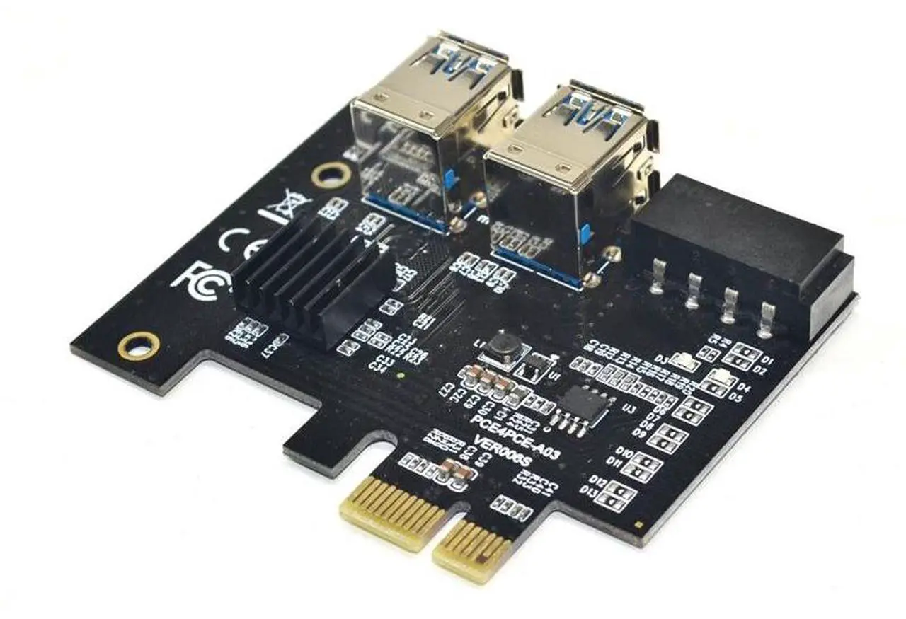 Alt view image 5 of 6 - PCI e 1 to 4 PCI e Adapter PCIe 1x to 16x Slots Gold USB 3.0 Mining Special PCIE Riser Card Extender Board For Bitcoin Miner
