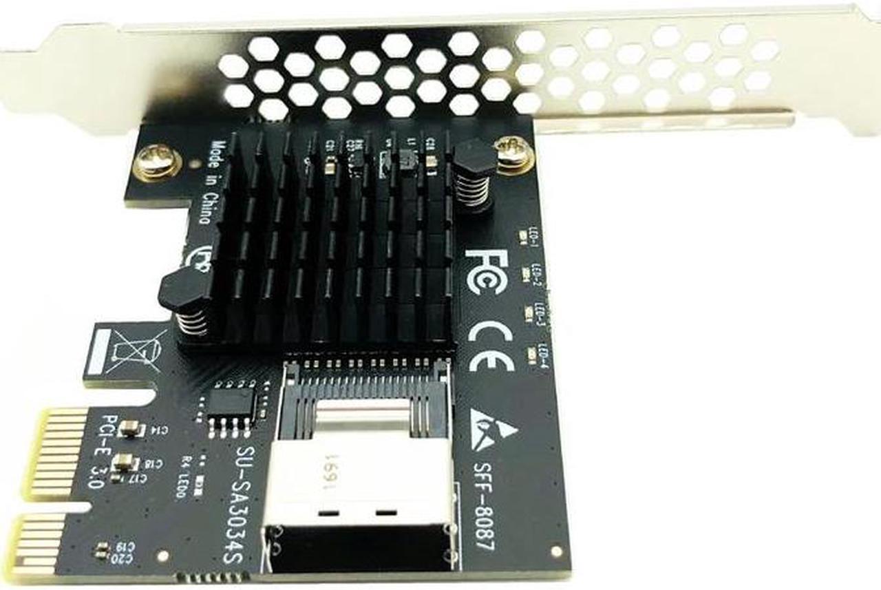 Alt view image 4 of 6 - Chi a Mining PCIe to Mini SAS 8087 4 Port SATA 3 6G SSD Adapter PCI-e PCI Express X1 Controller Expansion Card Riser Add On Card