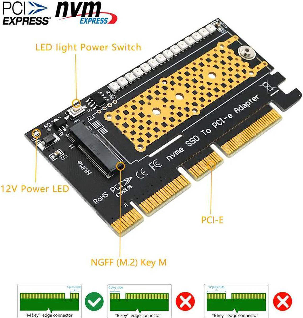Nvme Pic Riser M.2 NVME SSD to PCIe 3.0 Riser Card NVME SSD PCI Express X4 X8 X16 ...