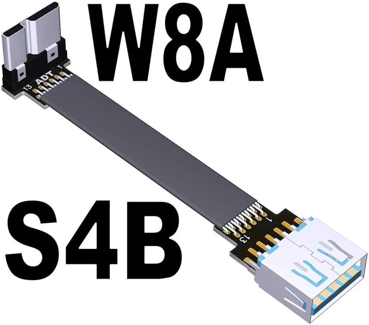 Main image of USB 3.0 Male to Female Flat Connection Cable 90 Degree Adapter Data Cord Type-A to Micro-B Connector 5G/bps High Speed Extension(S4B-W8A)(15cm)