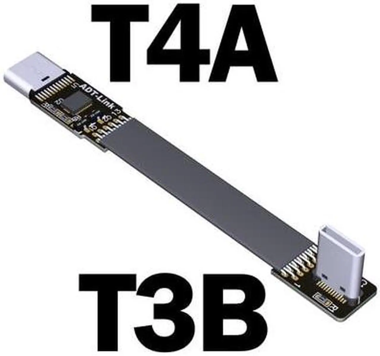 Main image of ADT USB 3.1 Type-C Male to Type C Female Up/Down Angle USB Data Sync Charge Cable USB-C Connector Adapter FPC FPV Flat Cord(T3B-T4A w Chip)(15cm)