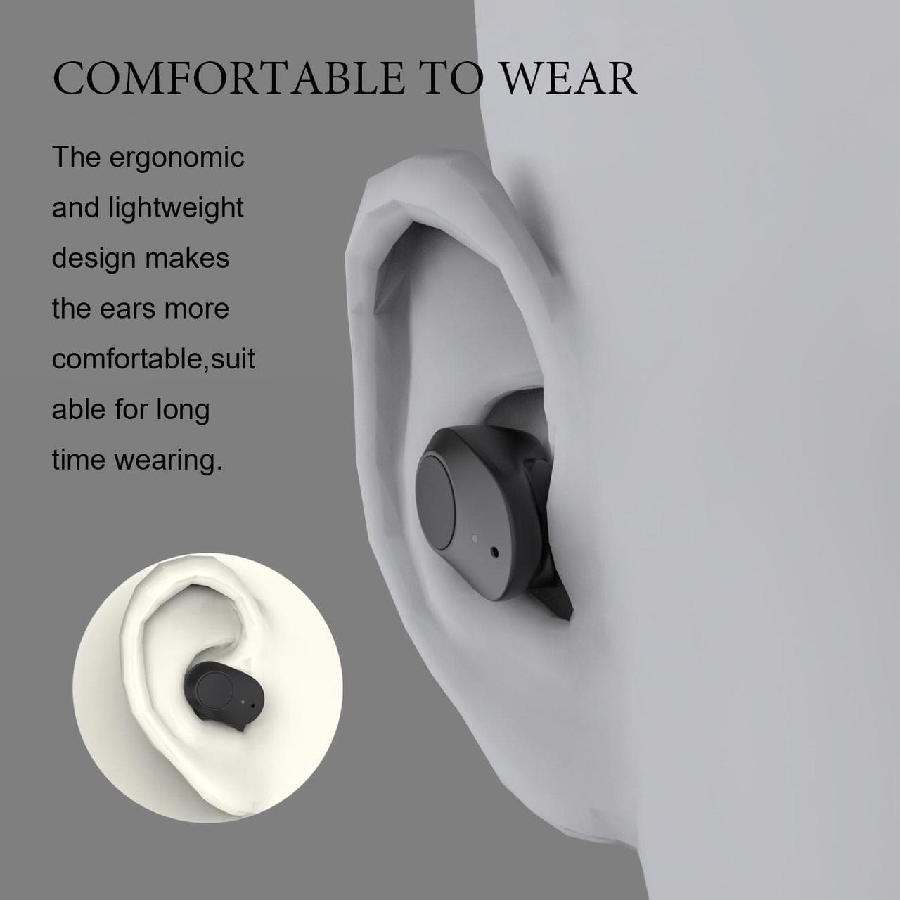 Alt view image 5 of 7 - Rechargeable hearing aid, compact mini hearing amplifier, easy to carry elderly sound amplifier, contains 4 hearing aid black