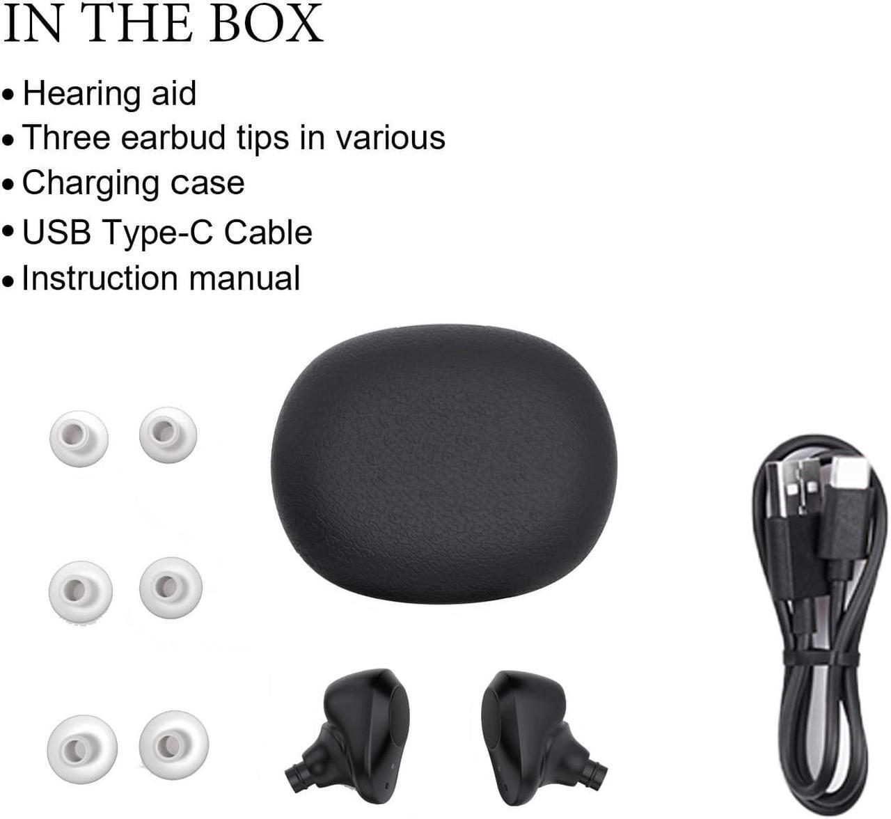 Alt view image 6 of 7 - Rechargeable hearing aid, compact mini hearing amplifier, easy to carry elderly sound amplifier, contains 4 hearing aid black