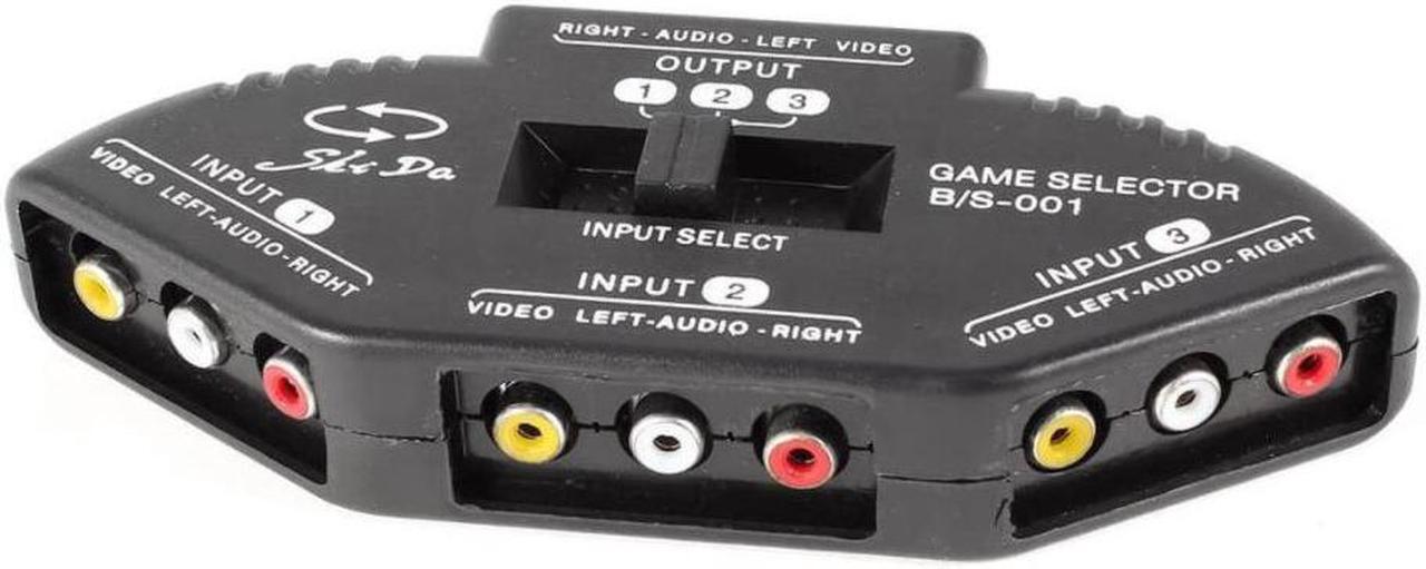 Main image of 3-Way Audio Video AV RCA Switcher Selector Box Composite Splitter With 3-RCA Cable For Audio Switche