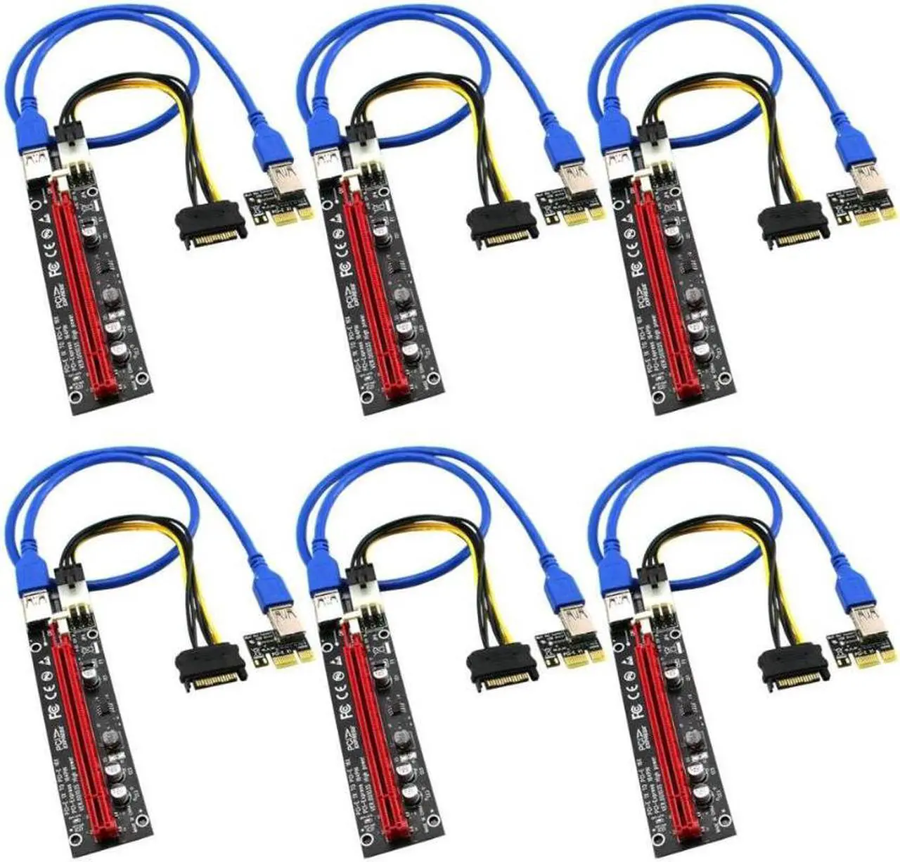 Main image of PCIE Riser Cable VER006C,GPU Risers for Mining Rigs,GPU Extension Cable,GPU Crypto Currency Mining Cable with 6Pin-SATA Power Cable and 23.6in Extension Cable,Extend PCIE X1 to PCIE X16