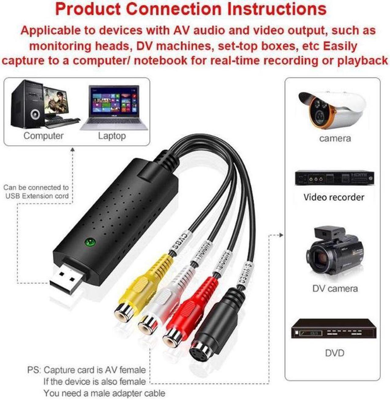 Alt view image 2 of 3 - Video Audio VHS VCR Video Capture Card USB To DVD Converter Capture Card Adapter USB Video Capture Card AV Signa Monitor Capture