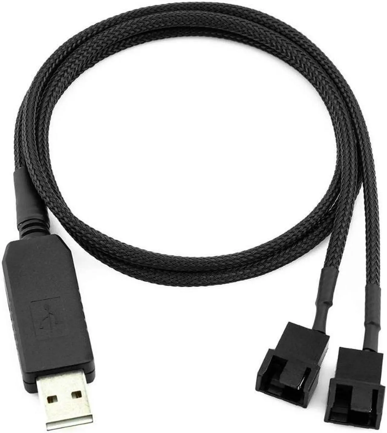 Main image of CRJ Full Speed 12V Voltage Step-Up USB to Dual 3-Pin and 4-Pin PC Fan Sleeved Power Adapter Cable