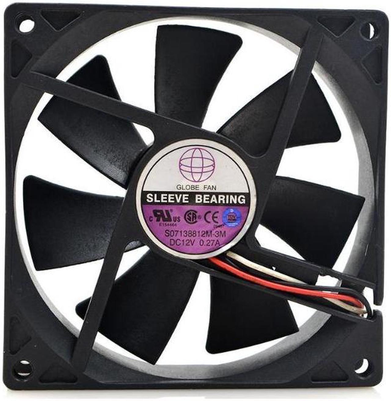 Main image of Globe Fan S07138812M-3M DC12V 0.27A Sleeve Bearing 3-pin Fan TESTED 9CM 9025 case cooling fan 90x90x25mm