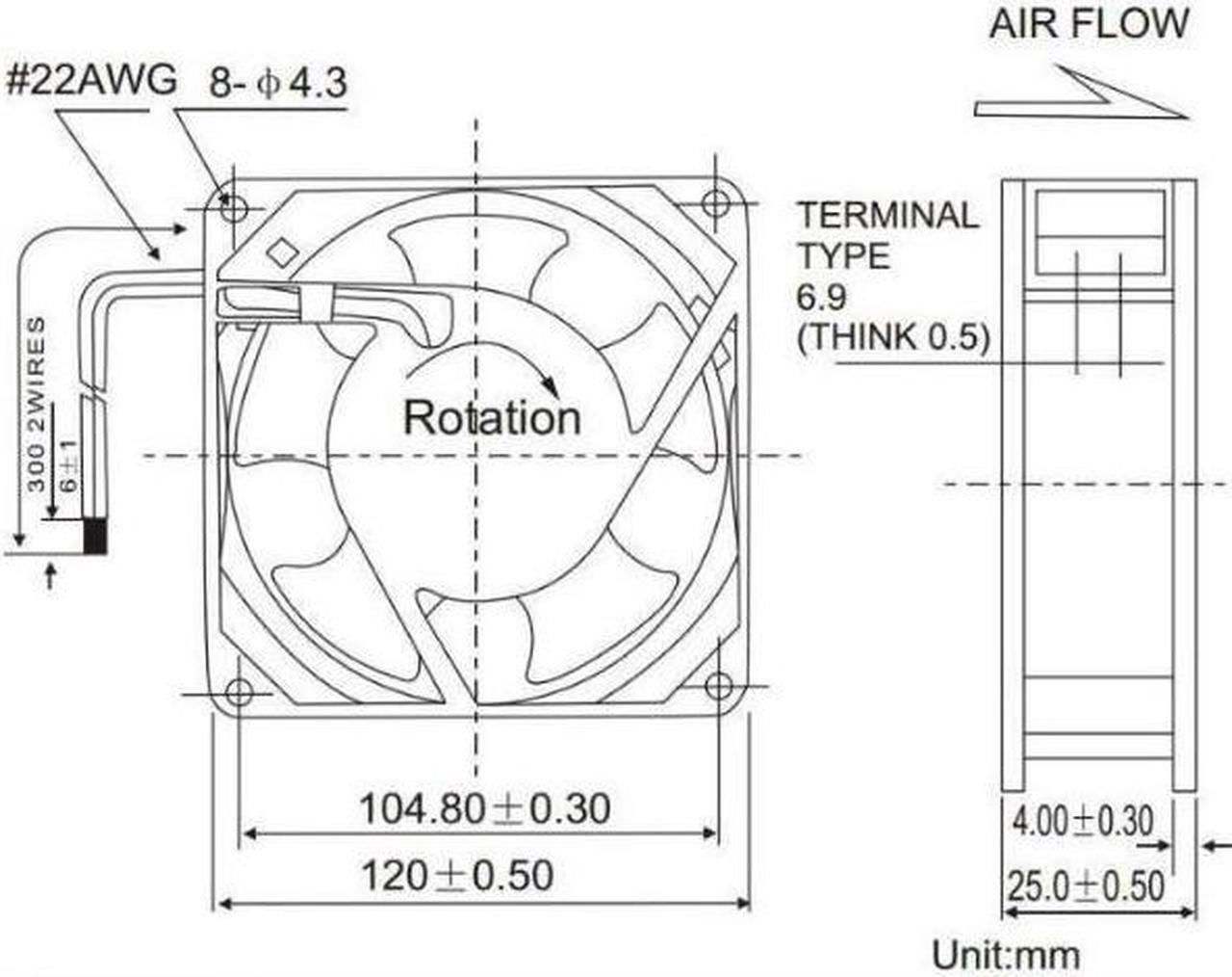 Alt view image 4 of 4 - Original ADDA AD12012DB257000 12cm ATX silence cooling fan