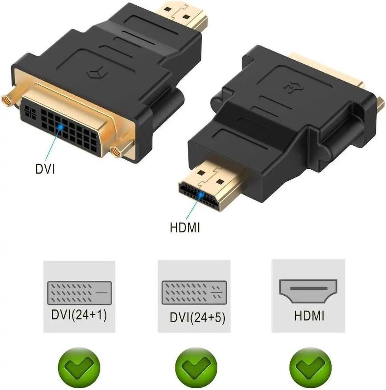Alt view image 2 of 2 - 2-Pack HDMI (Male) to DVI (Female) Adapter (Black)