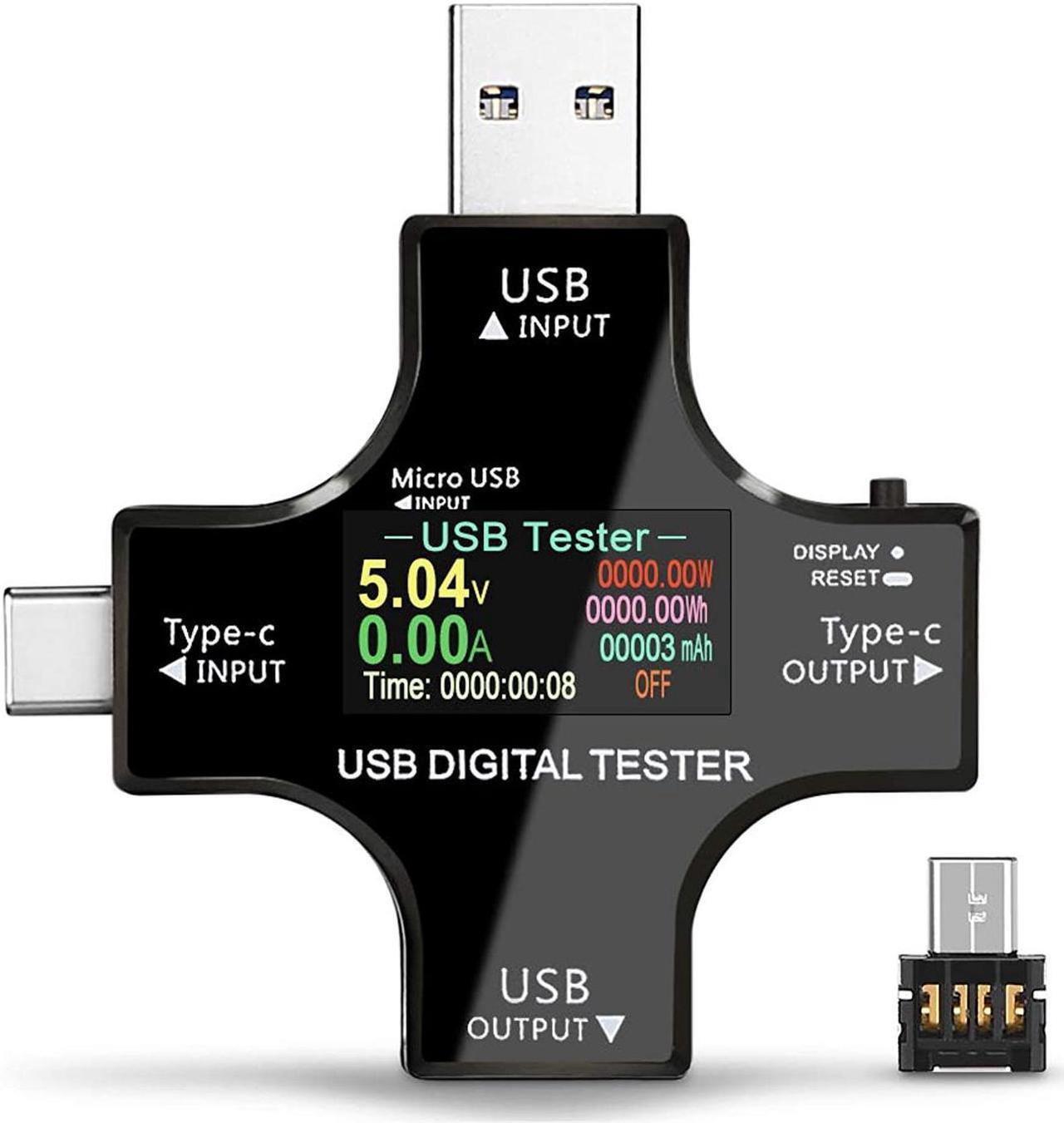 Main image of USB Power Meter Testers, Electop Upgrade Multi Functional 2 in 1 Type C USB Tester, LCD Digital Multimeter, Voltage,Current, Power Capacity, Temperature, Working Time Detector (Pack with OTG Adapter)