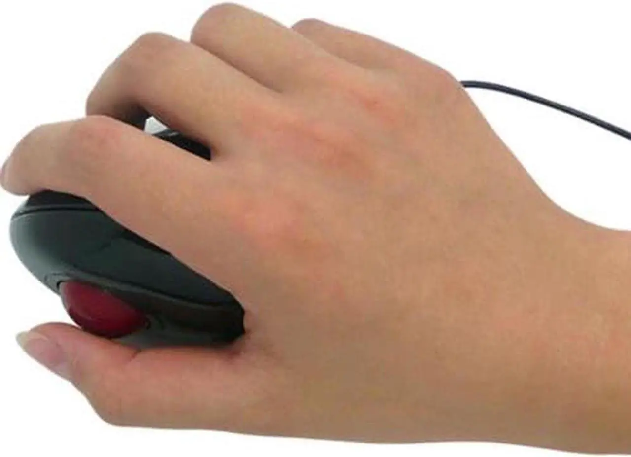 Alt view image 3 of 3 - Thumb-Controlled Handheld Wired Trackball Mice Mouse