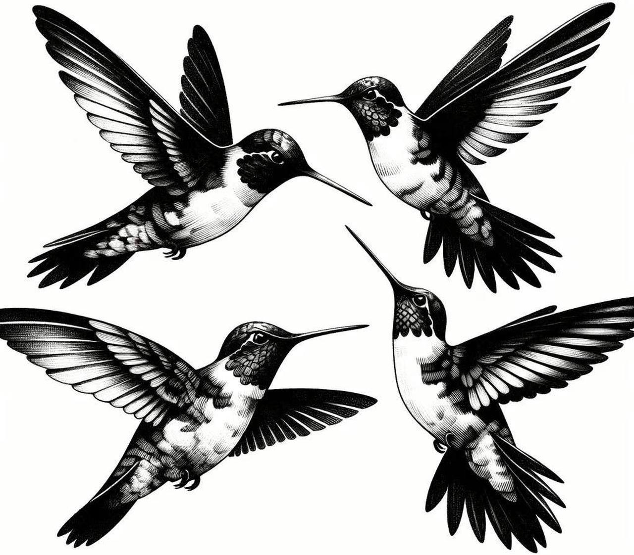 Main image of Hummingbirds Temporary Tattoos Unique Tattoo Hands Party Favors For Kids Fake Face Tattoos 6 Pcs3.7 x 3.7 inches