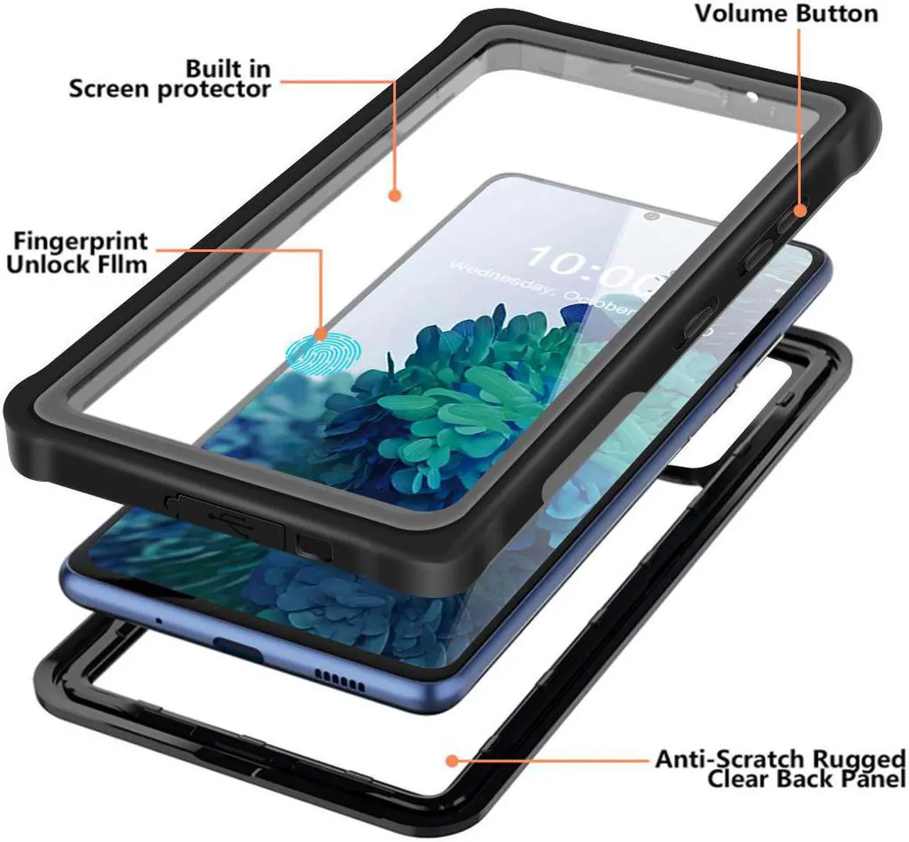 Alt view image 3 of 7 - SZYG for Samsung Galaxy S20 FE 5G Case Waterproof, Built in Screen Protector 360° Full Body Heavy Duty Protective Shockproof IP68 Underwater Case for Samsung Galaxy S20 FE 5G 6.5 inch.