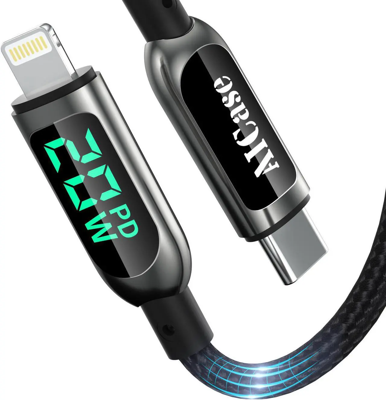 Main image of USB C to Lightning Cable 10ft, Power Delivery USB C iPhone Cable MFi Certified Braided Type C iPhone Charger Cord Fast Charging with LED Display Compatible with iPhone 13 12 11 Pro Max X XS XR 8 7 6s