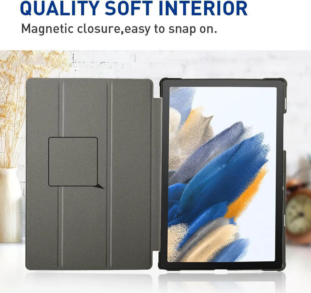 Alt view image 6 of 7 - Case for Samsung Galaxy Tab A8 10.5 inch Case 2022, Premium PU Leather Tri-Fold Stand Smart Cover with Auto Wake/Sleep for Samsung Galaxy A8 10.5 Inch Tablet SM-X200/X205/X207 Black