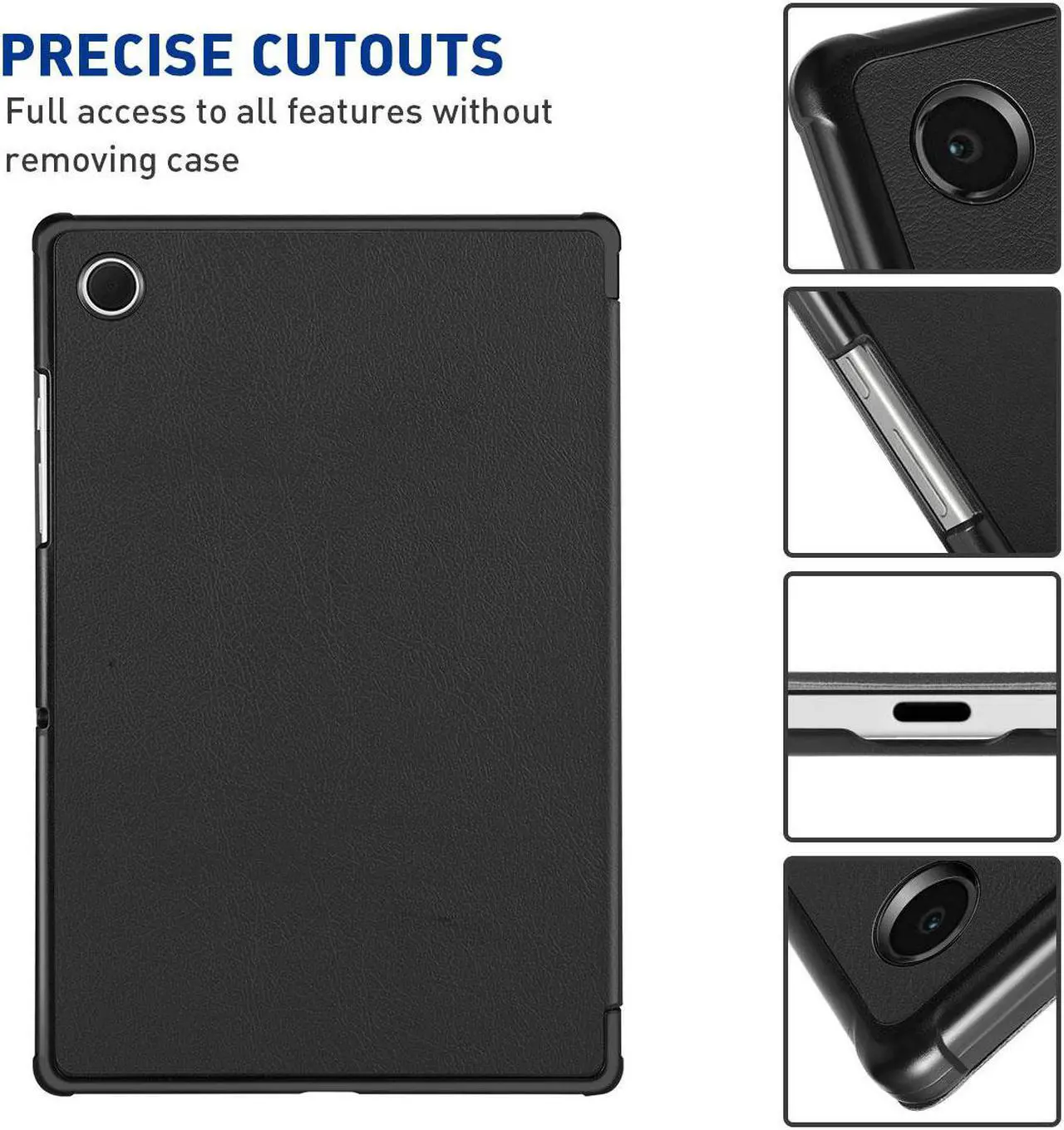 Alt view image 7 of 7 - Case for Samsung Galaxy Tab A8 10.5 inch Case 2022, Premium PU Leather Tri-Fold Stand Smart Cover with Auto Wake/Sleep for Samsung Galaxy A8 10.5 Inch Tablet SM-X200/X205/X207 Black