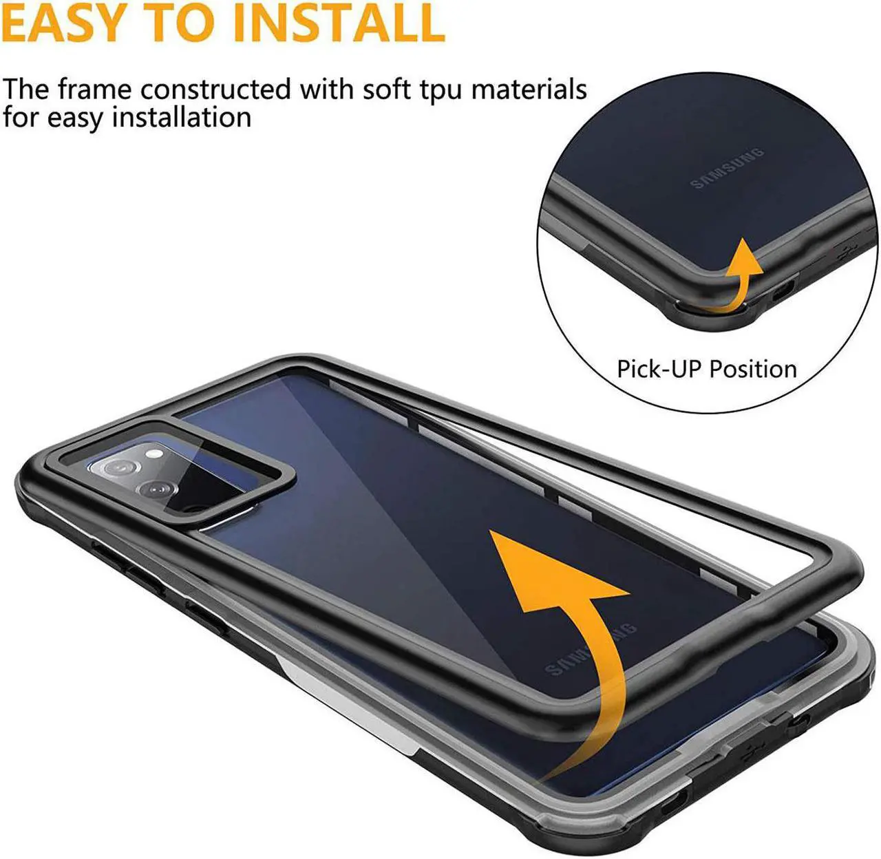 Alt view image 4 of 7 - SZYG for Samsung Galaxy S20 FE 5G Case Waterproof, Built in Screen Protector 360° Full Body Heavy Duty Protective Shockproof IP68 Underwater Case for Samsung Galaxy S20 FE 5G 6.5 inch.