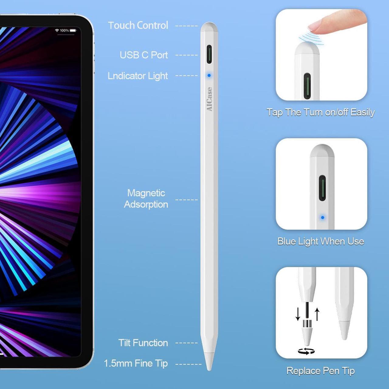 Alt view image 5 of 7 - Stylus Pens for Touch Screens, Active Stylus Pen for iOS/Android with Magnetic Design Fine Point Stylist Pencil Compatible with Apple iPad/Pro/Air/Mini/iPhone/Tablets Writing & Drawing.