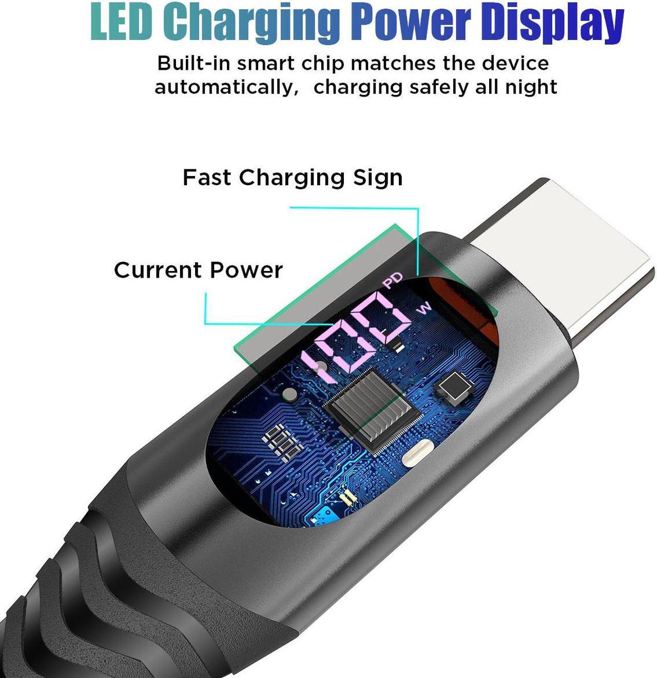 Alt view image 6 of 7 - USB C Charger Cable 2 Pack 4ft USB C to USB C Cable PD 100W Fast Charging Cable with LED Display Type C to Type C Charger for iPhone 15/15 Pro/15 Plus/15 Pro Max, Samsung S23 S22, iPad Pro MacBook Pro