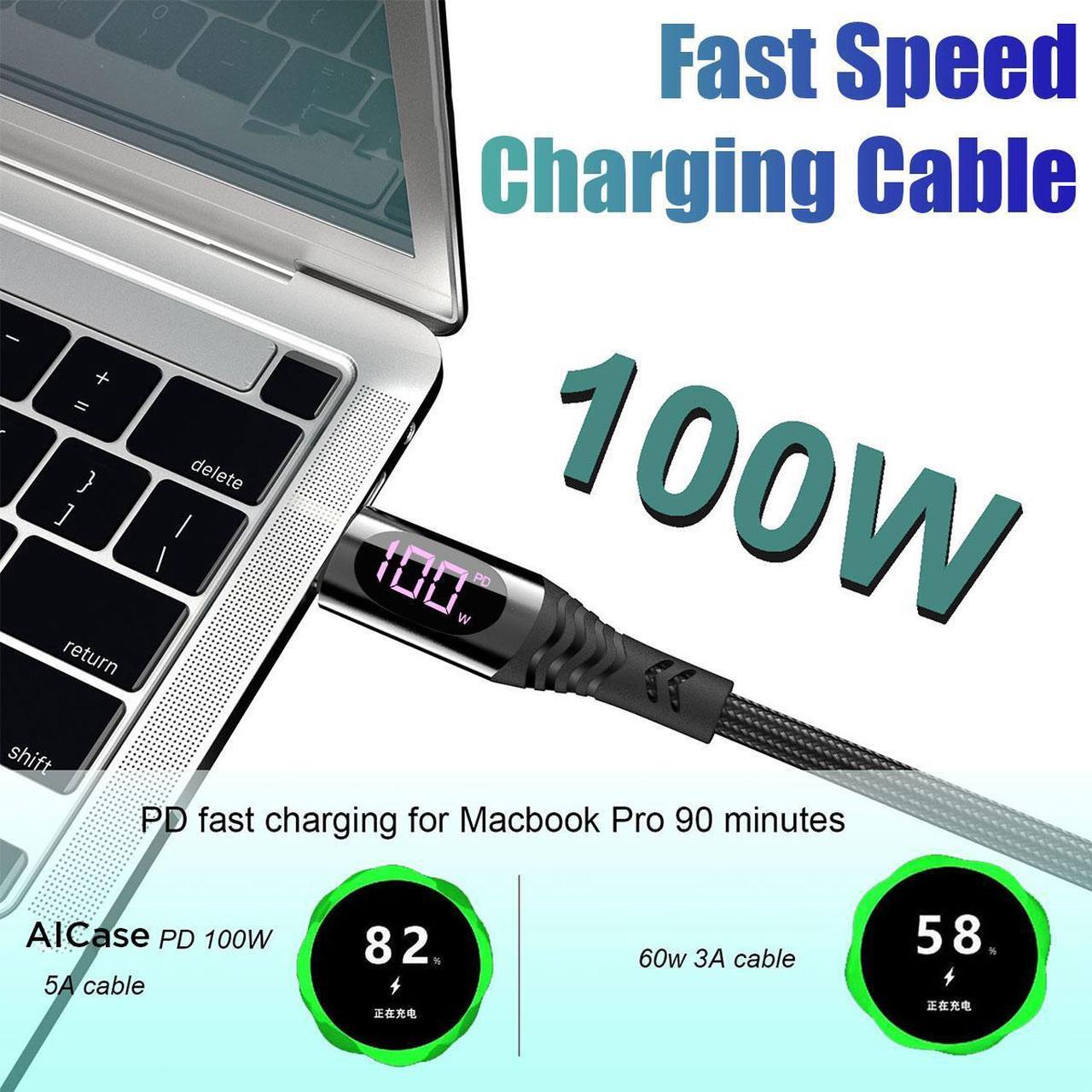 Alt view image 4 of 7 - USB C Charger Cable 2 Pack 4ft USB C to USB C Cable PD 100W Fast Charging Cable with LED Display Type C to Type C Charger for iPhone 15/15 Pro/15 Plus/15 Pro Max, Samsung S23 S22, iPad Pro MacBook Pro