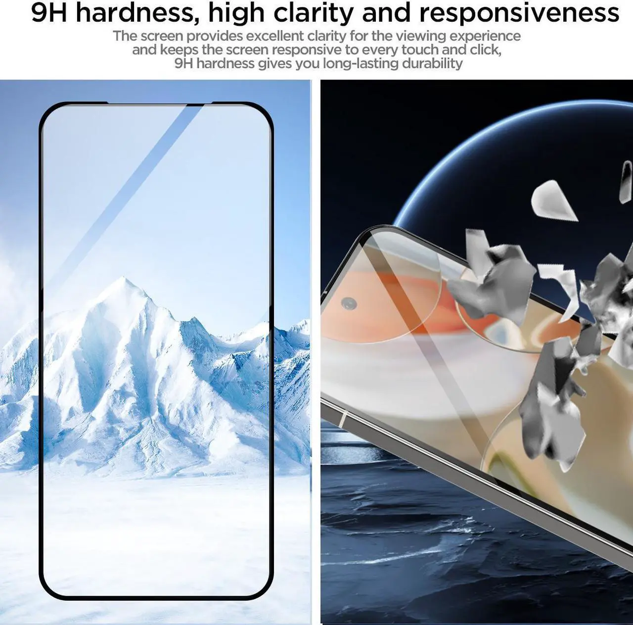 Alt view image 4 of 7 - SZYG 2 Pack for Google Pixel 9 Pro XL Tempered Glass Screen Protector & Camera Lens Protector, 9H Hardness, Support Fingerprint Unlock, Bubble-Free for Pixel 9 Pro XL 6.8" 2024