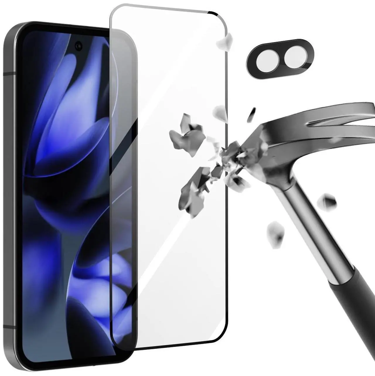 Alt view image 2 of 7 - SZYG 2 Pack for Google Pixel 9a Tempered Glass Screen Protector & Camera Lens Protector, 9H Hardness, Support Fingerprint Unlock, Bubble-Free for Pixel 9a 6.3" 2025
