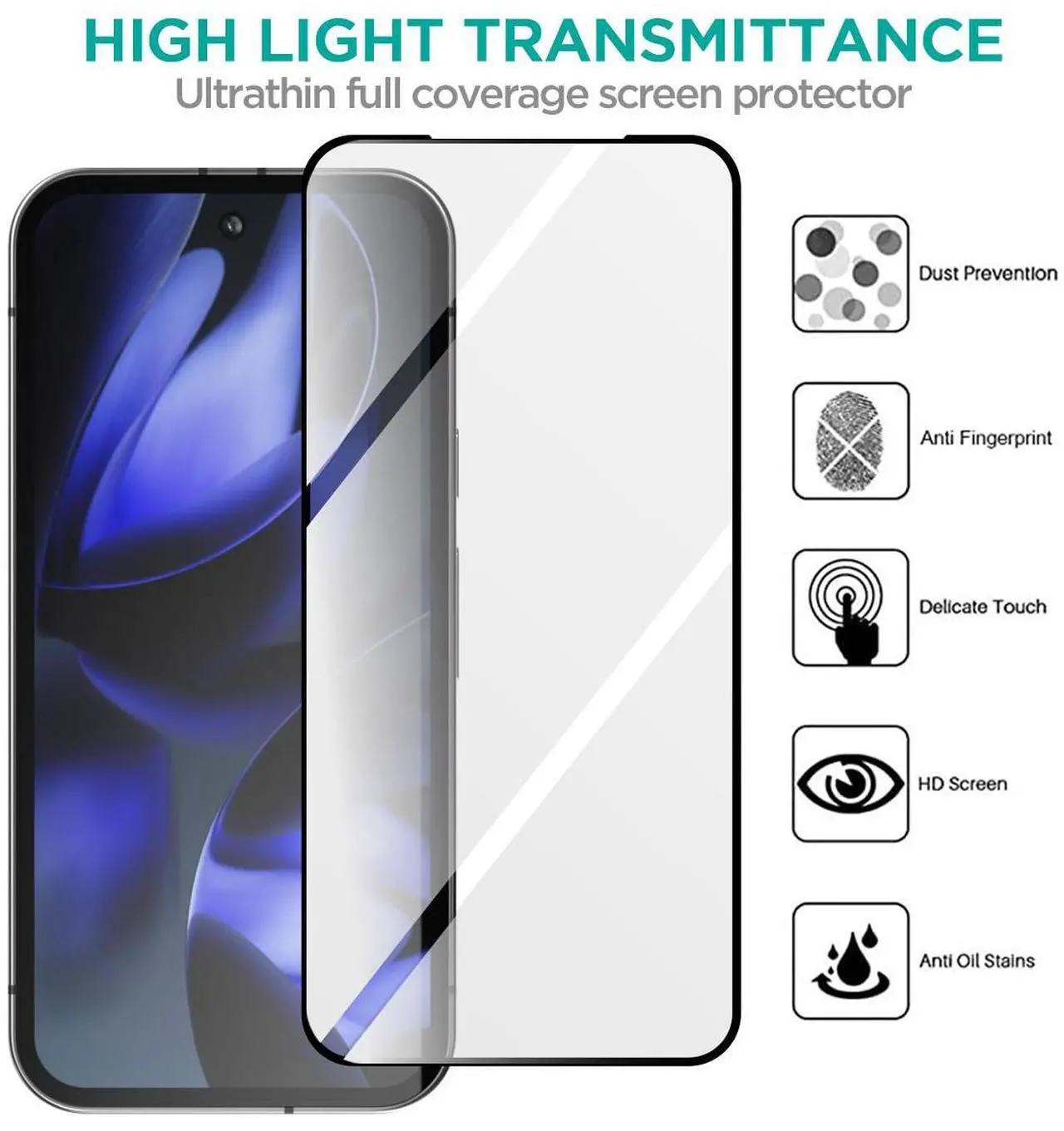 Alt view image 3 of 7 - SZYG 2 Pack for Google Pixel 9a Tempered Glass Screen Protector & Camera Lens Protector, 9H Hardness, Support Fingerprint Unlock, Bubble-Free for Pixel 9a 6.3" 2025